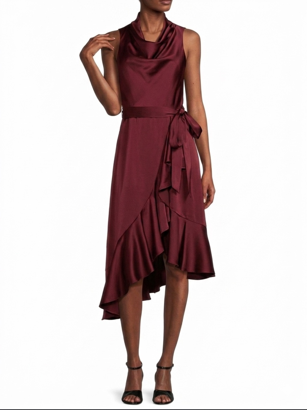 NWT Alex Marie Annalee Satin Cowl Neck Sleeveless Midi Dress SIZE 10